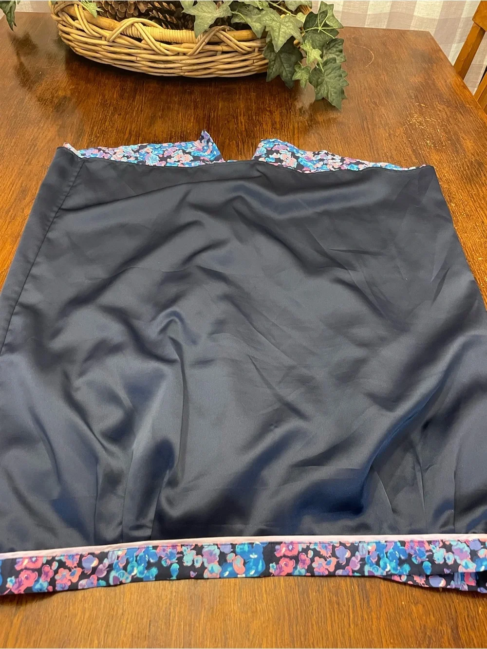 Boden Floral Midi Skirt in Black, Pink & Blue 16L silk blend